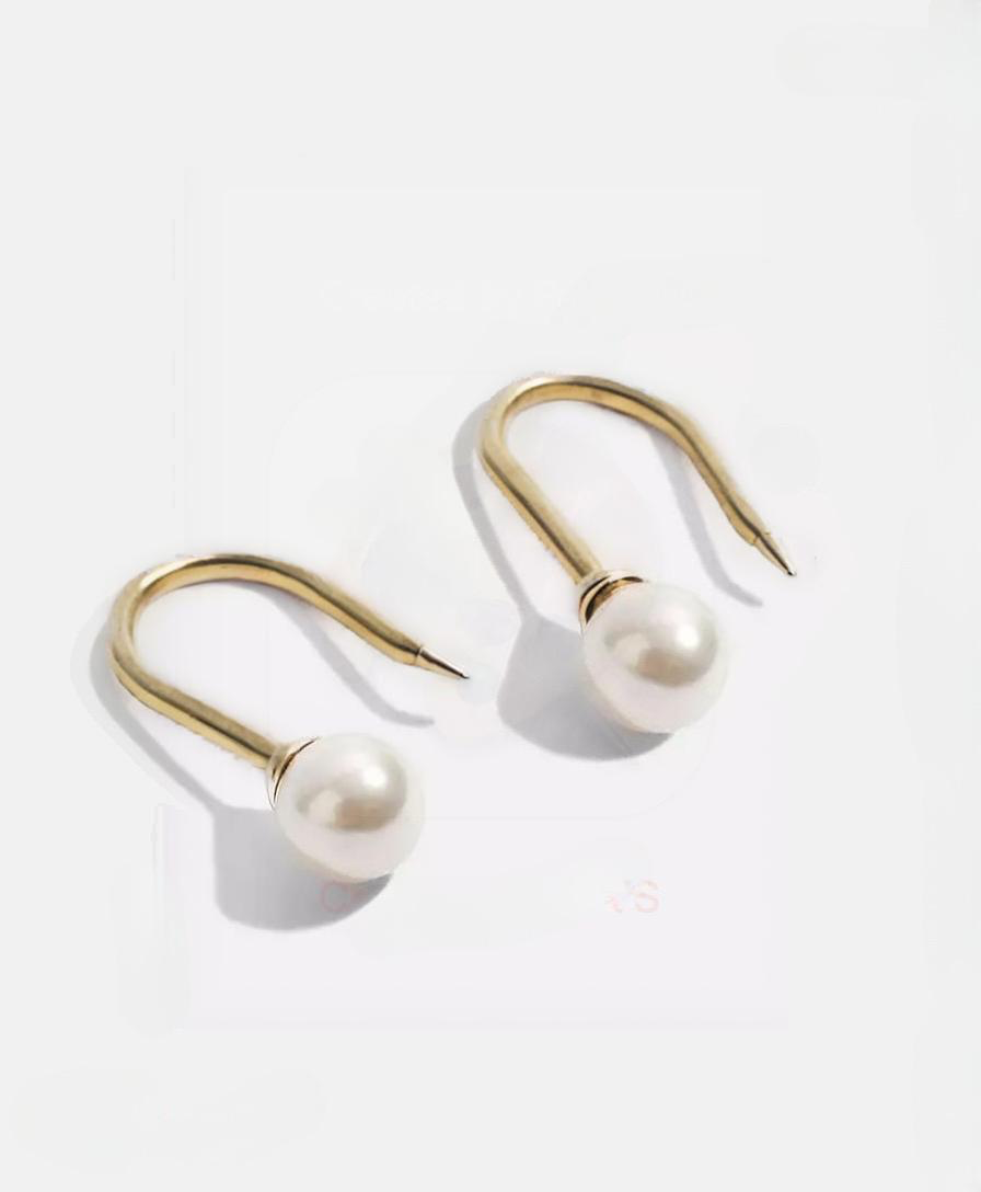 Classic Pearl Drop Earrings in Gold on Sterling Silver