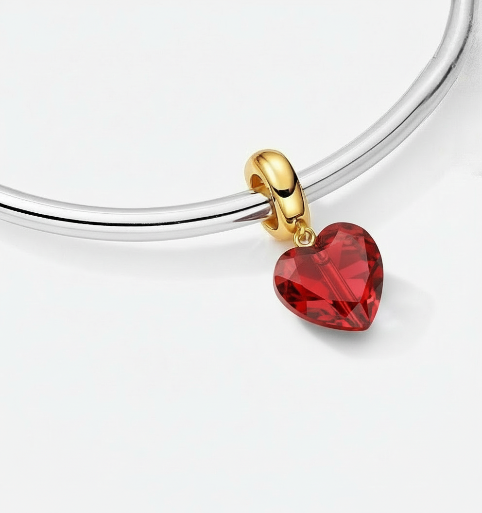 Red Heart Gold Bracelet Charm