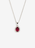 Red CZ Solitaire Sterling Silver Necklace