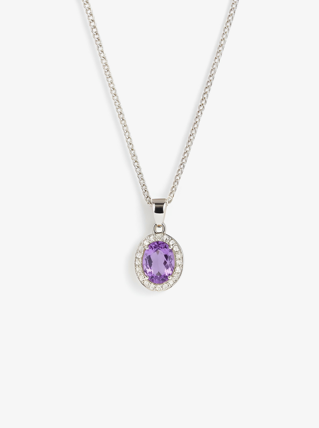 Amethyst Solitaire Sterling Silver Necklace