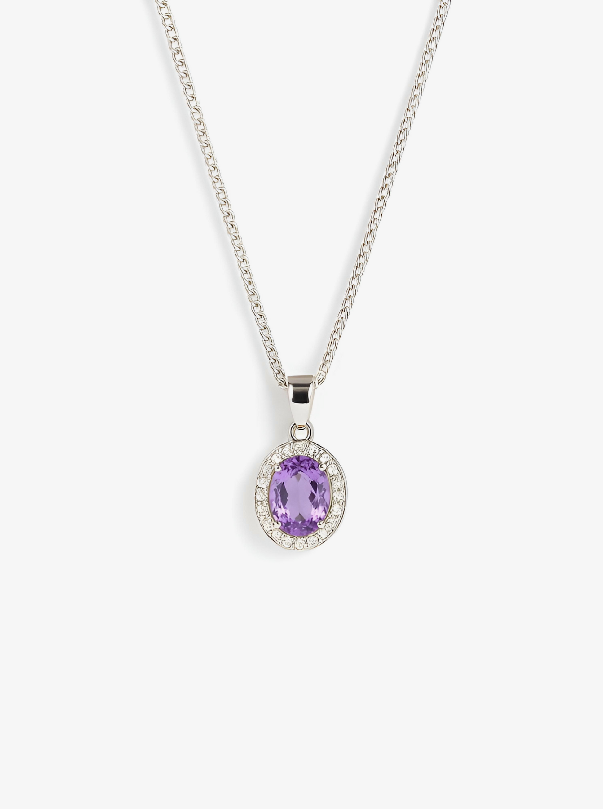 Amethyst Solitaire Sterling Silver Necklace