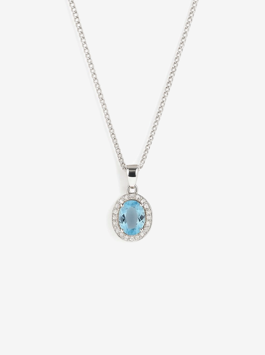 Light Blue Solitaire Sterling Silver Necklace