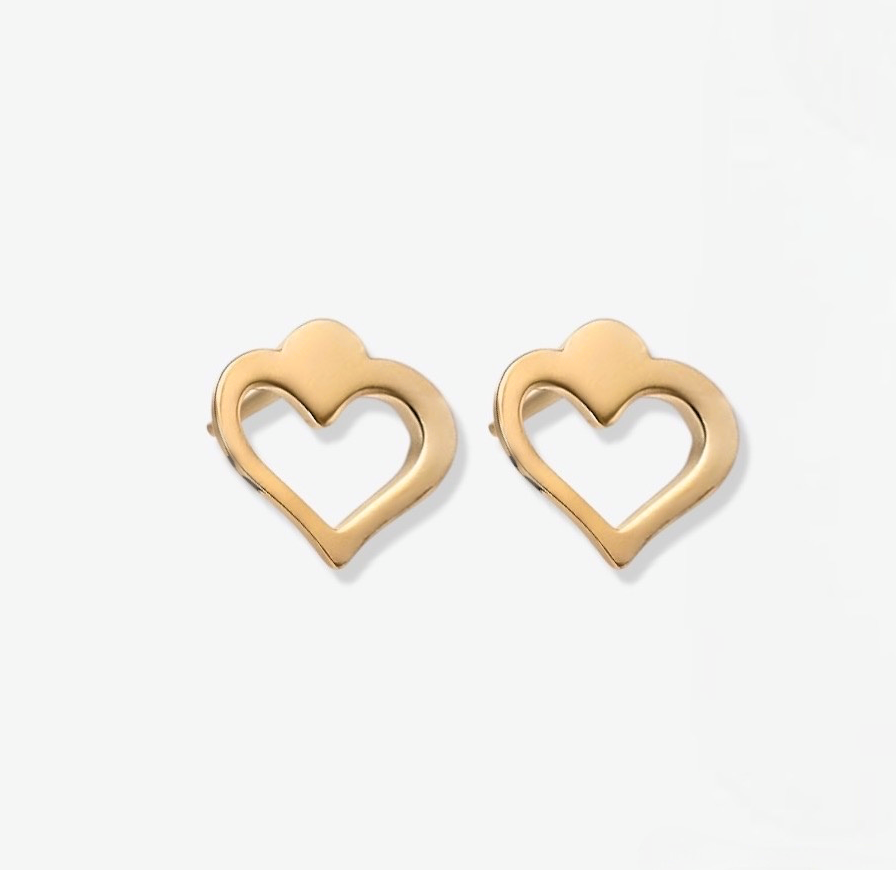 Hollow Hearts Stainless Steel Stud Earrings