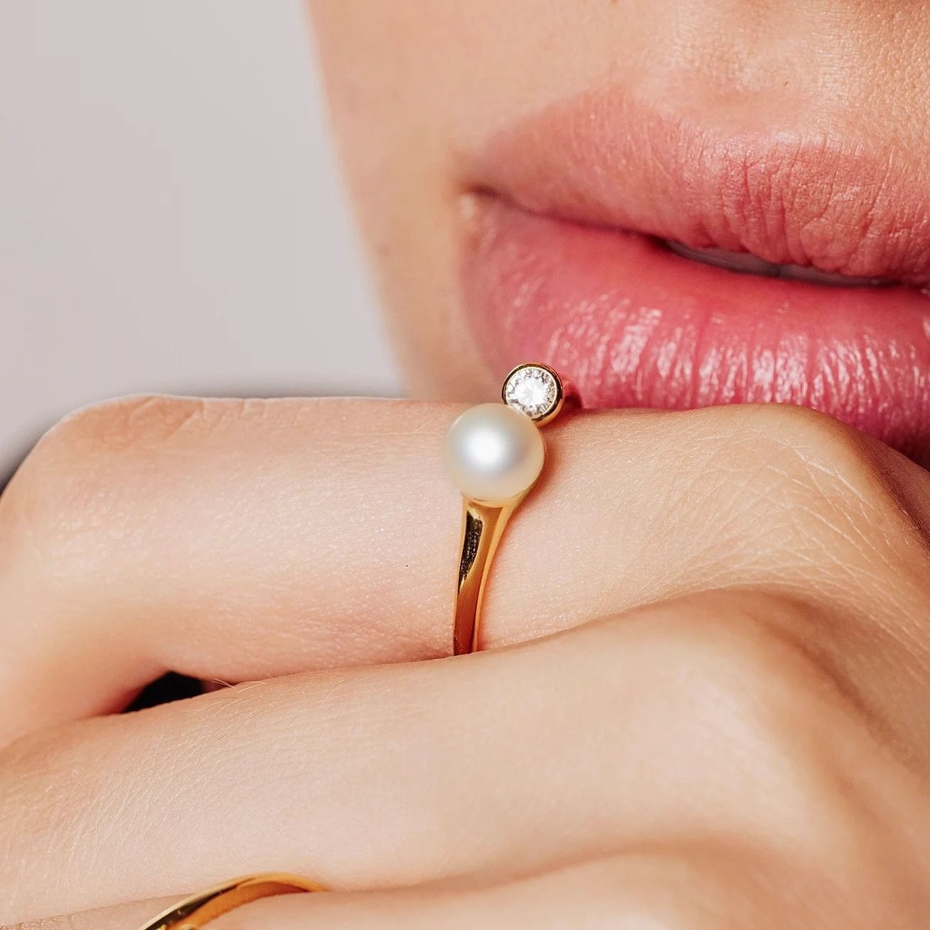 Gold Plated Sterling Silver Ring with a Pearl