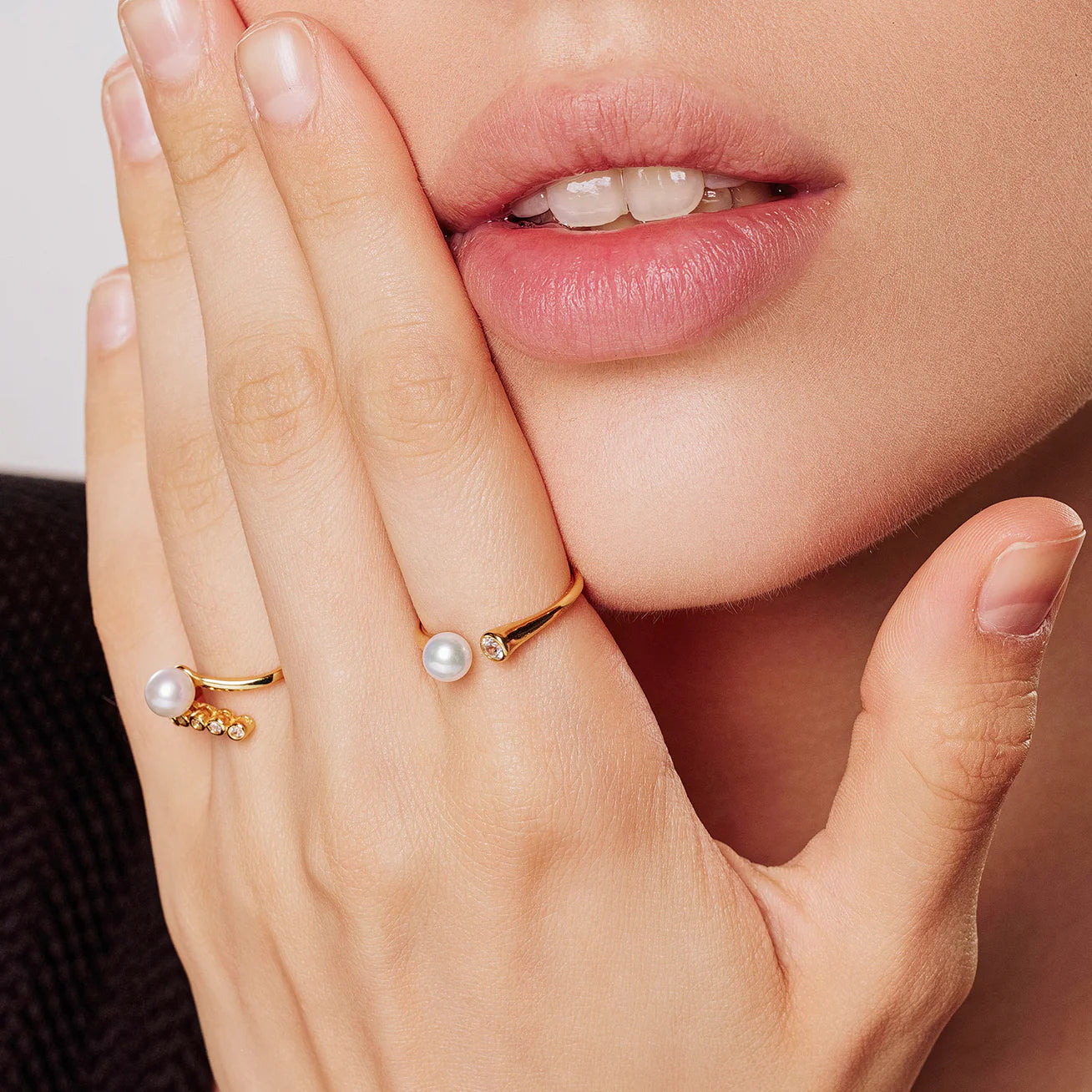 Delicate Freshwater Open Ring in Gold