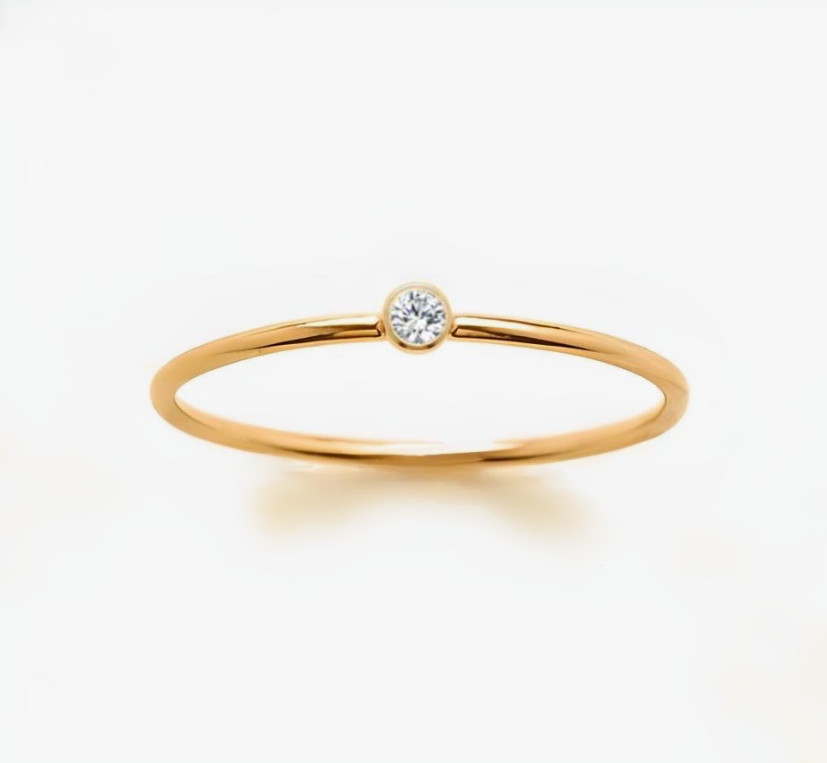 Delicate White Birthstone Stack Ring