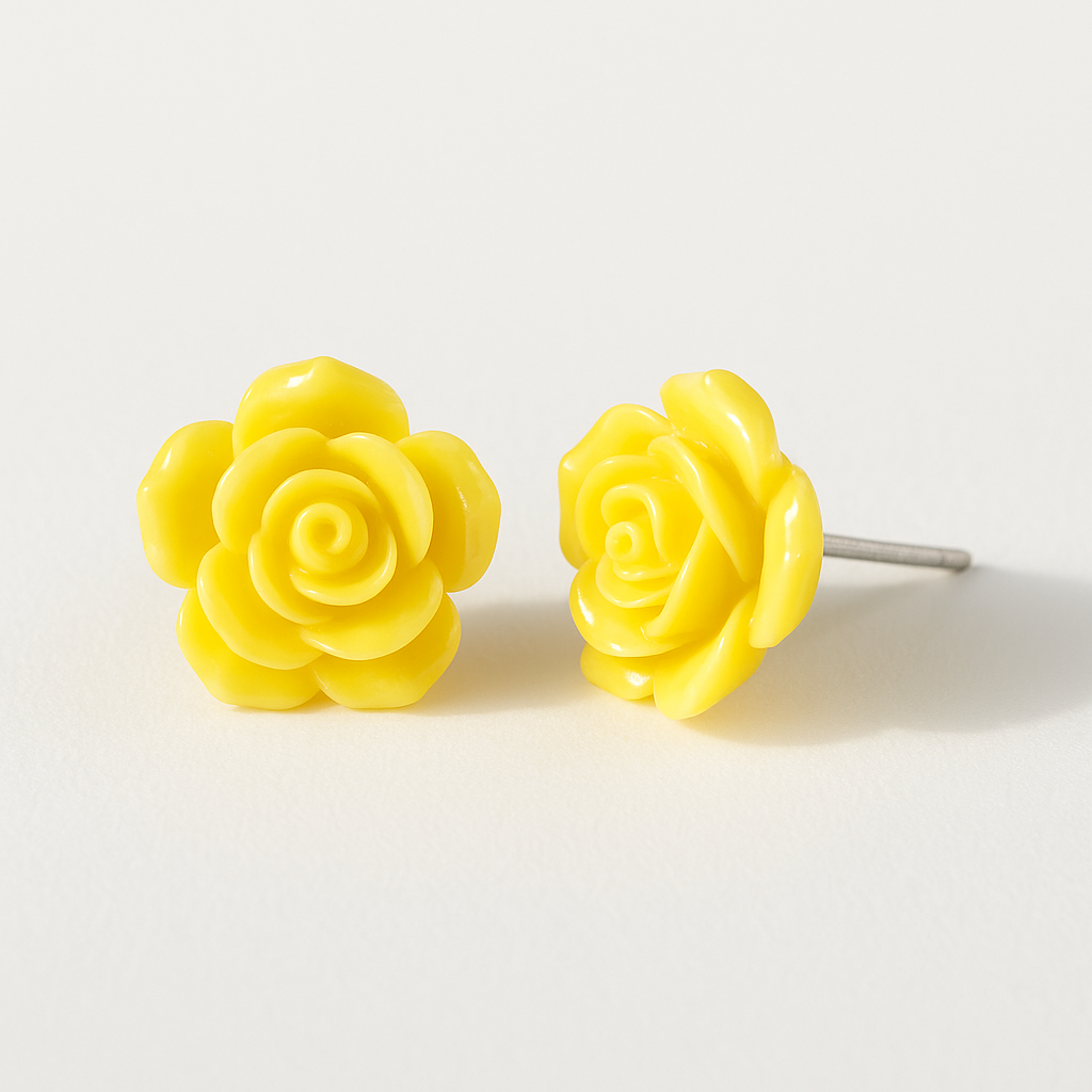 Bright Yellow Flower Stud Earrings