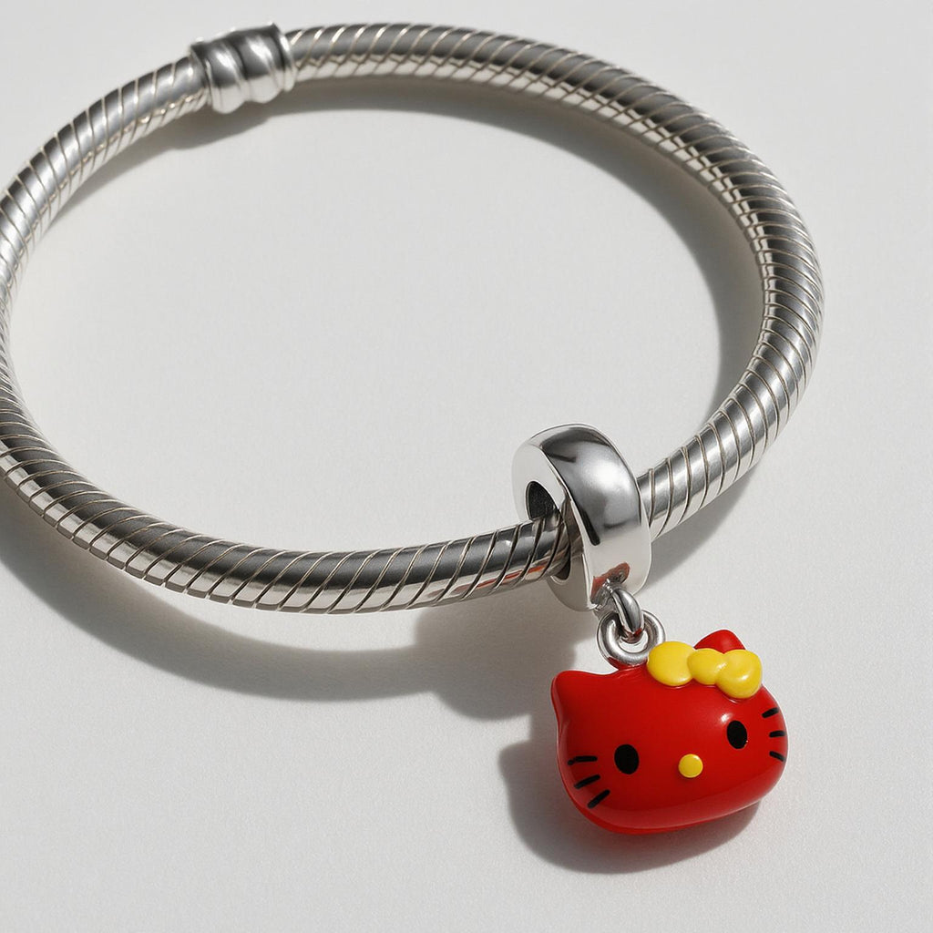 Red Kitten with Bow Bracelet Charm