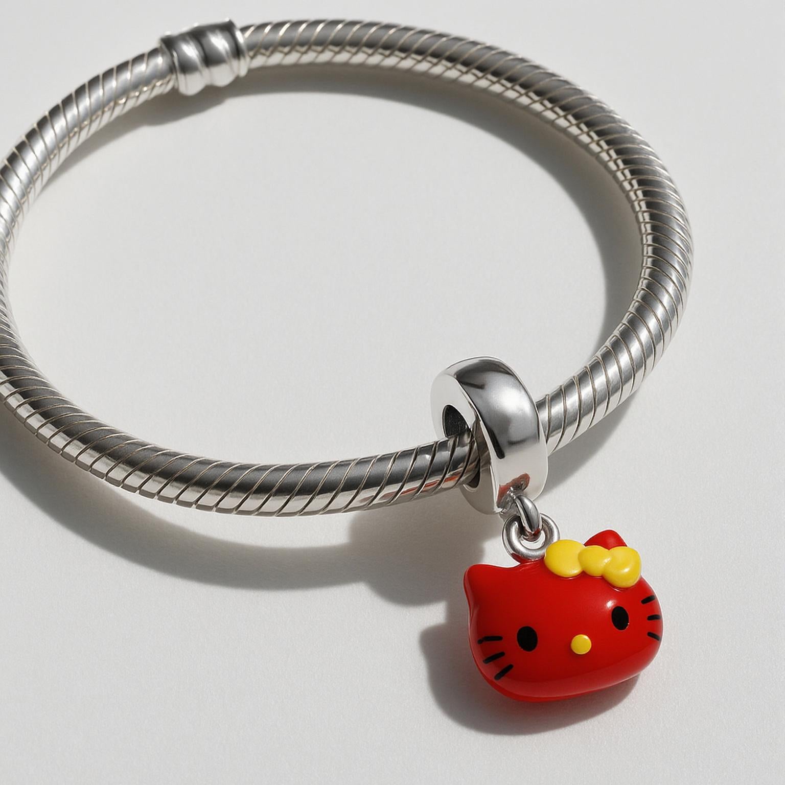 Red Kitten with Bow Bracelet Charm