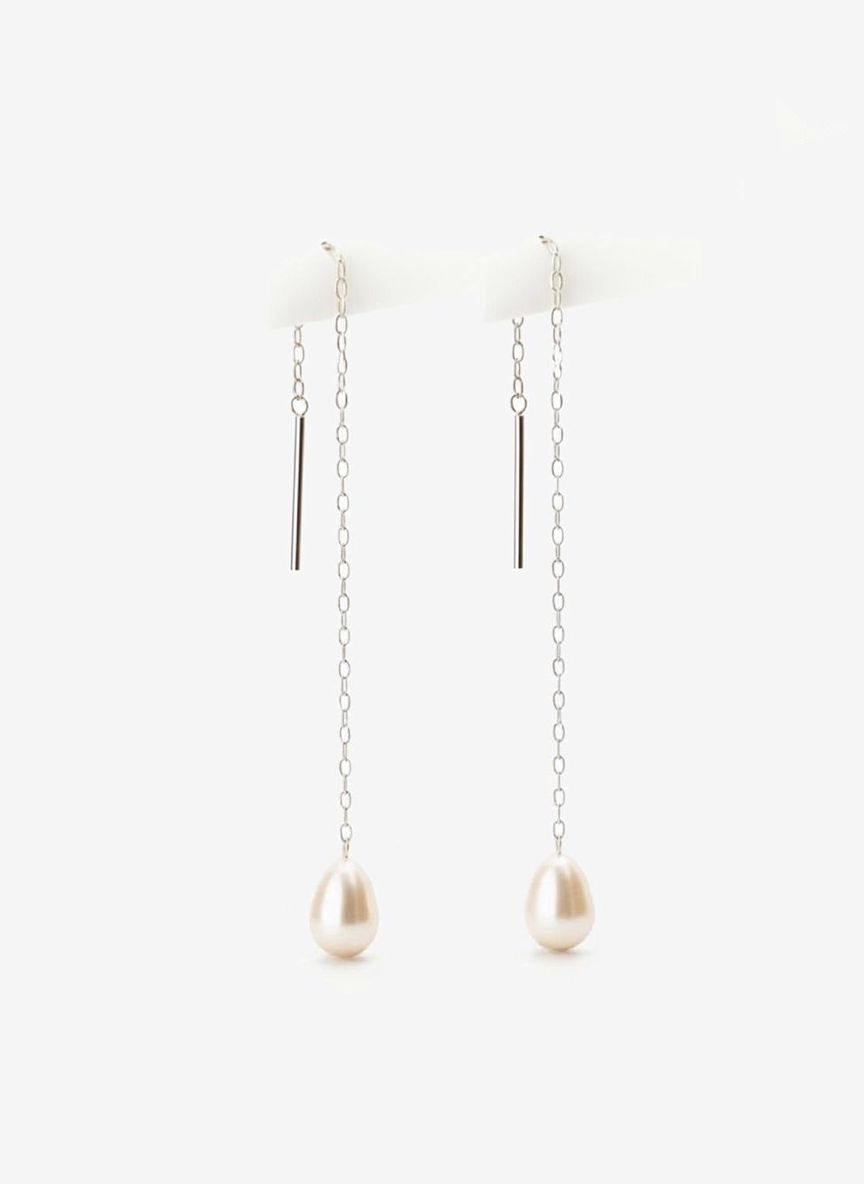 Sterling Silver and Pink Pearl Thread Earrings