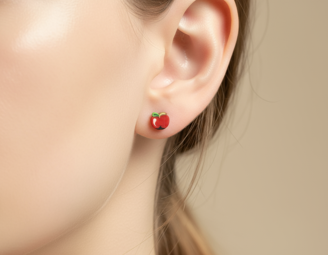 Mini Apple Slices Stud Earrings