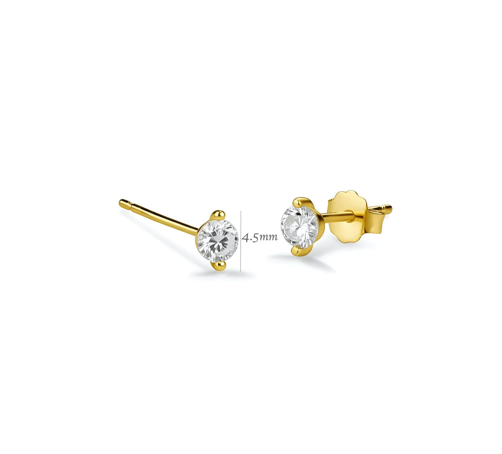 Two Prongs Cubic Zirconia Stud Earrings