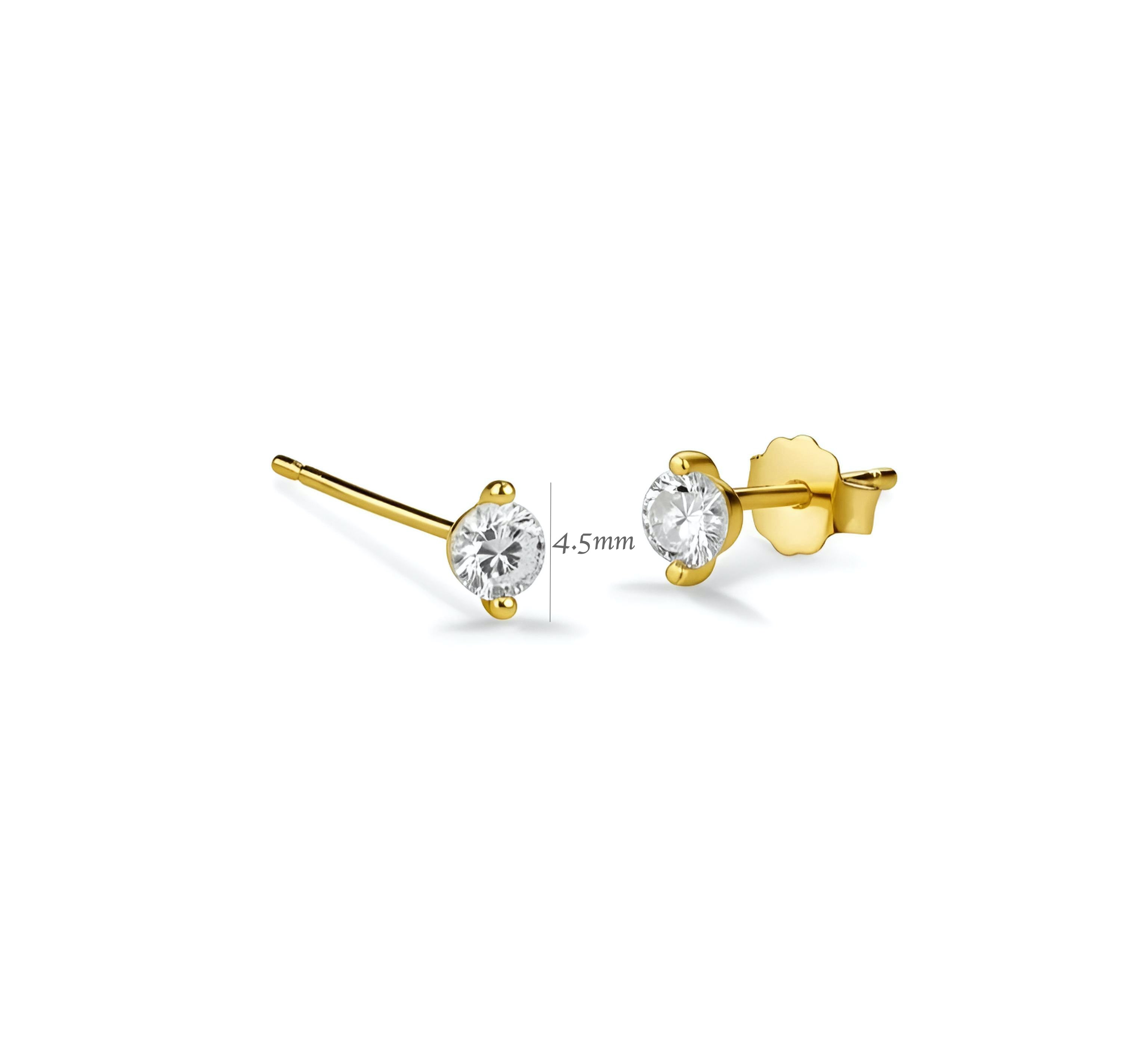 Two Prongs Cubic Zirconia Stud Earrings