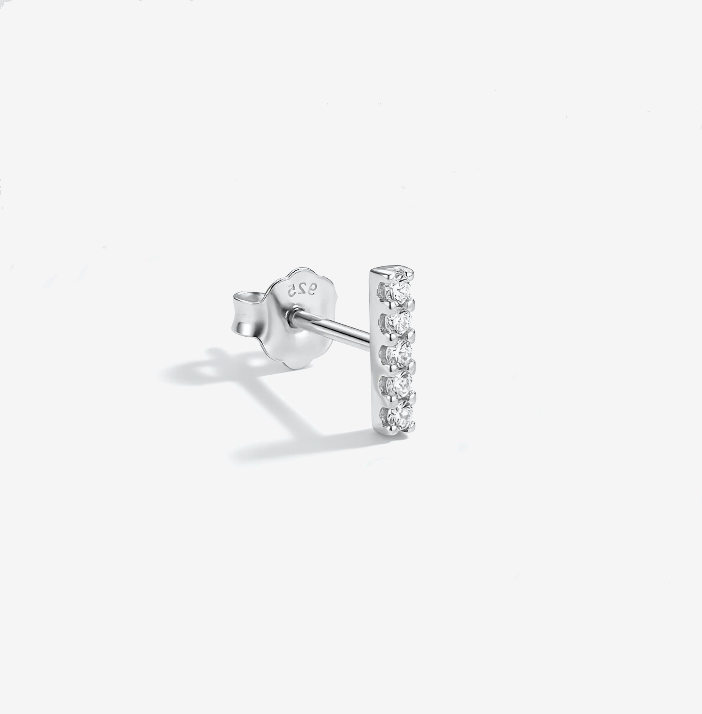 Small Bar Cubic Zirconia Stud Earring