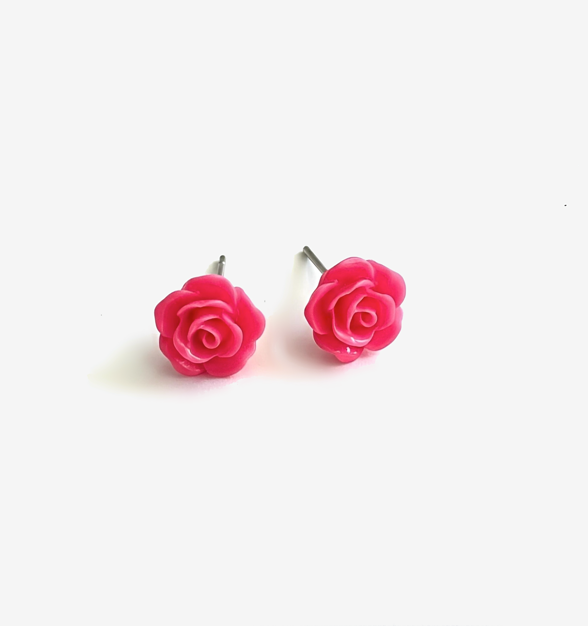 Small Neon Pink Flower Earrings