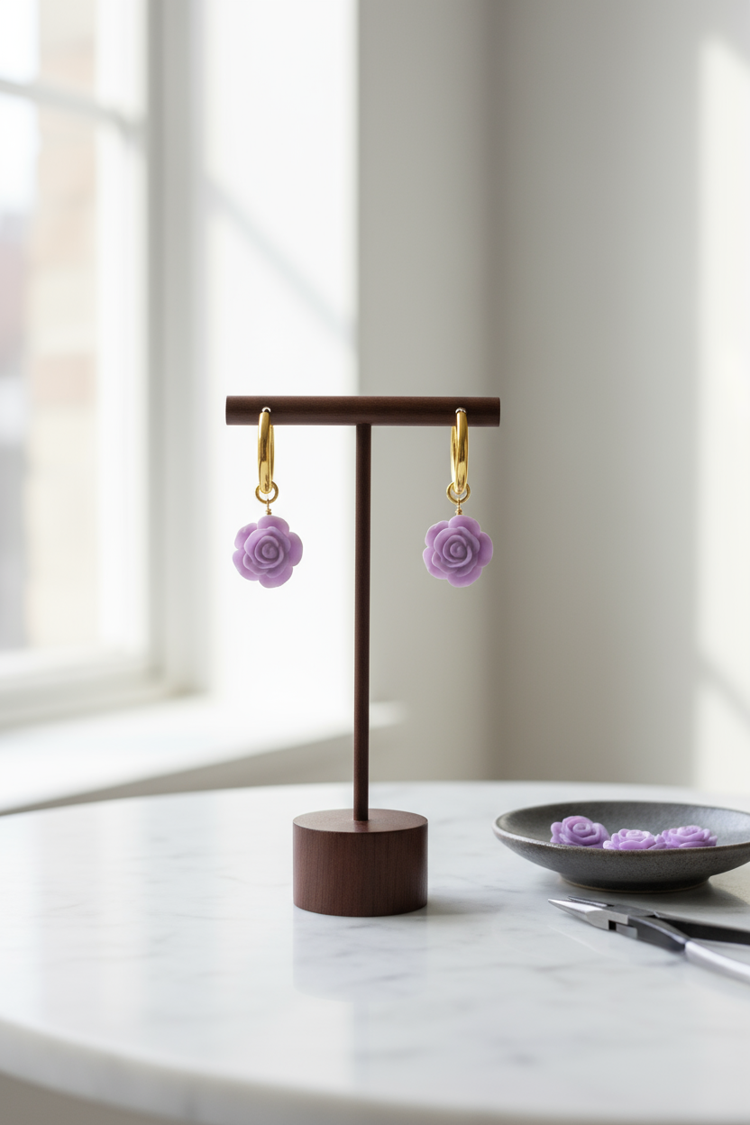 Light Violet Flower Earring Charms