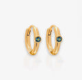 Gold and Central Blue Stone Hoop Earrings