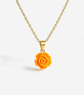 Small Neon Orange Flower Pendant Necklace