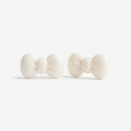 Large Cream White Bow Stud Earrings