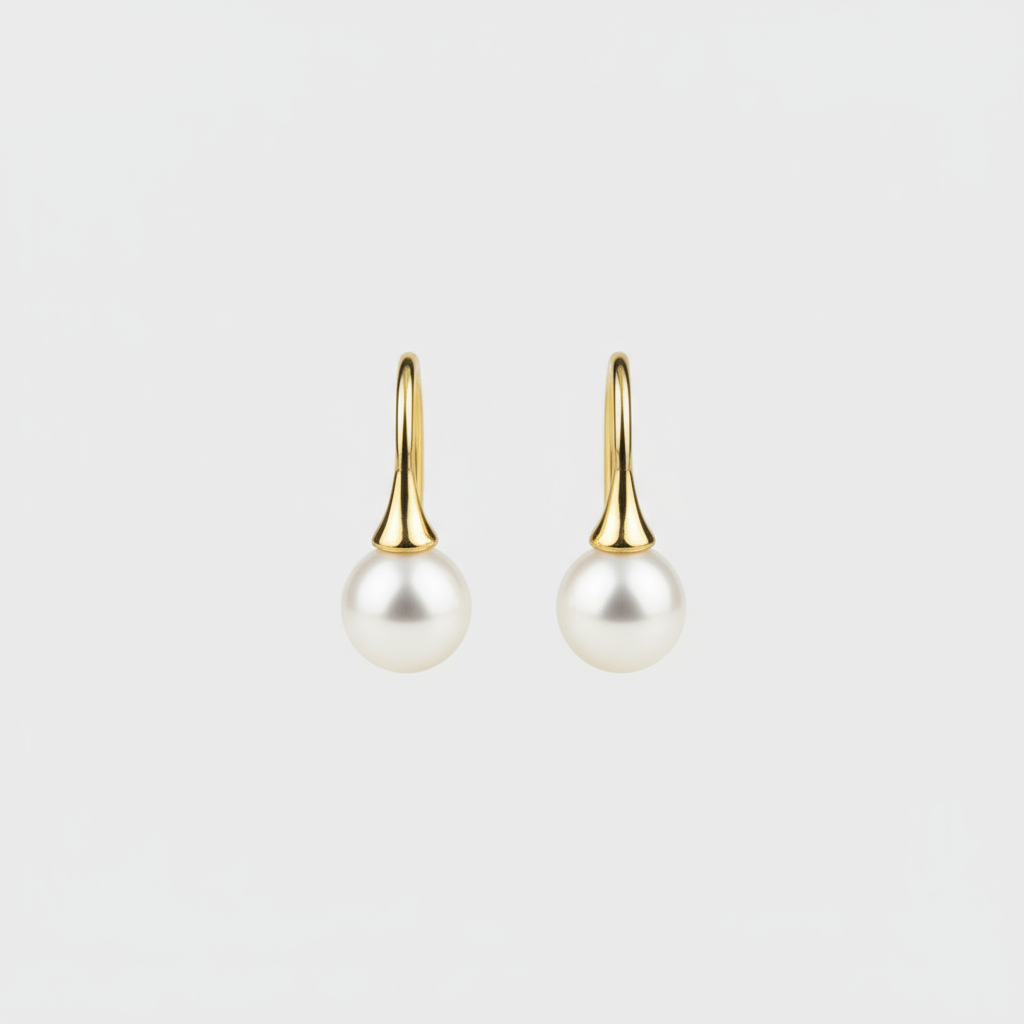 Classic Pearl Drop Earrings in Gold on Sterling Silver