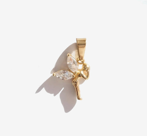 Dainty Fairy Gold and Cubic Zirconia Pendant