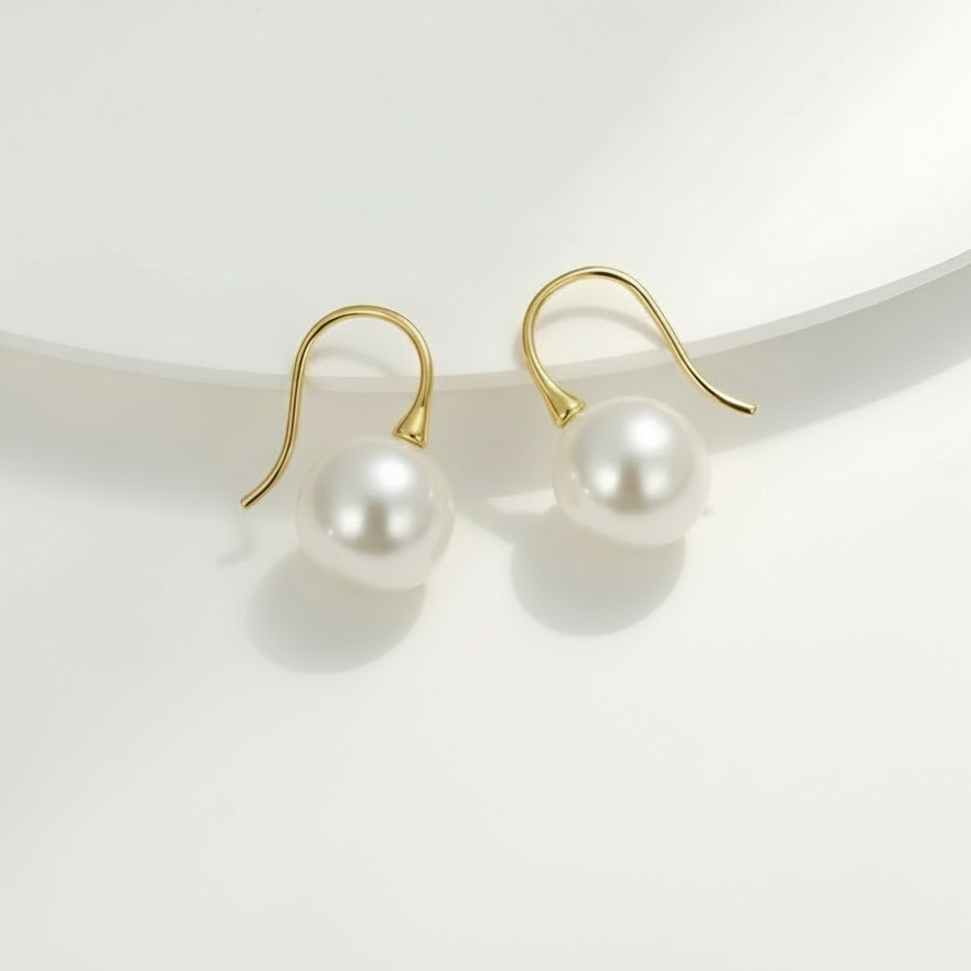 Large Pearl Drop Gold Plated Earrings