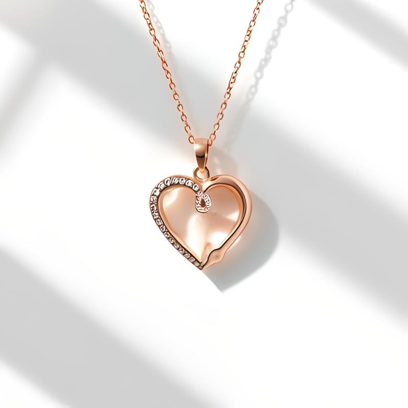 Heart with Serpent Rose Gold Necklace