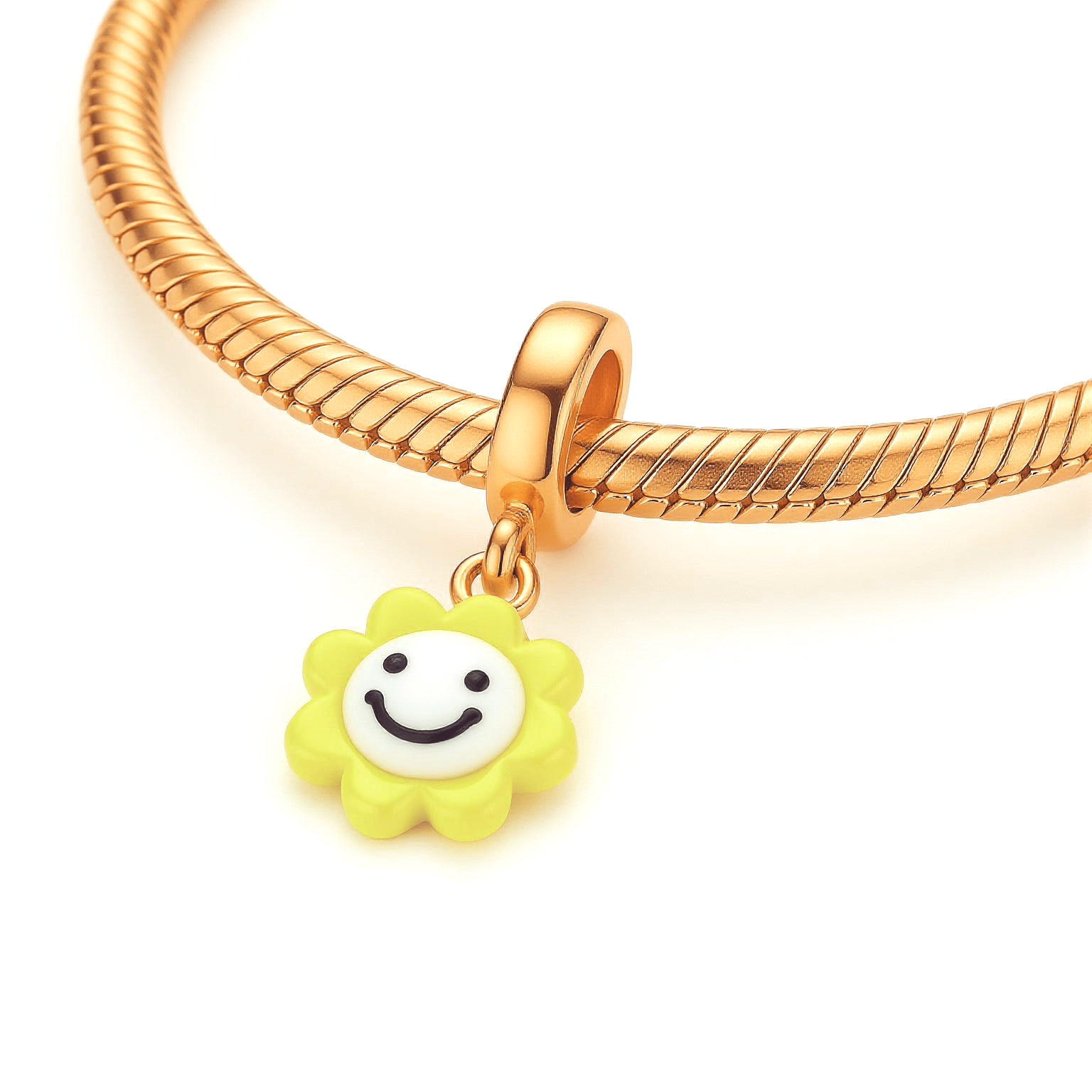 Smiley Flower Bracelet Charm in Yellow
