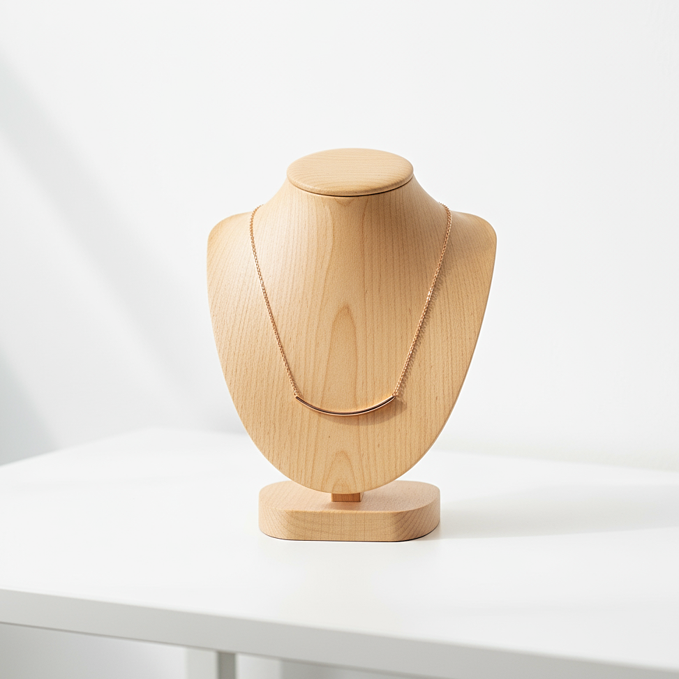 Curved Tube Rose Gold Silver Necklace