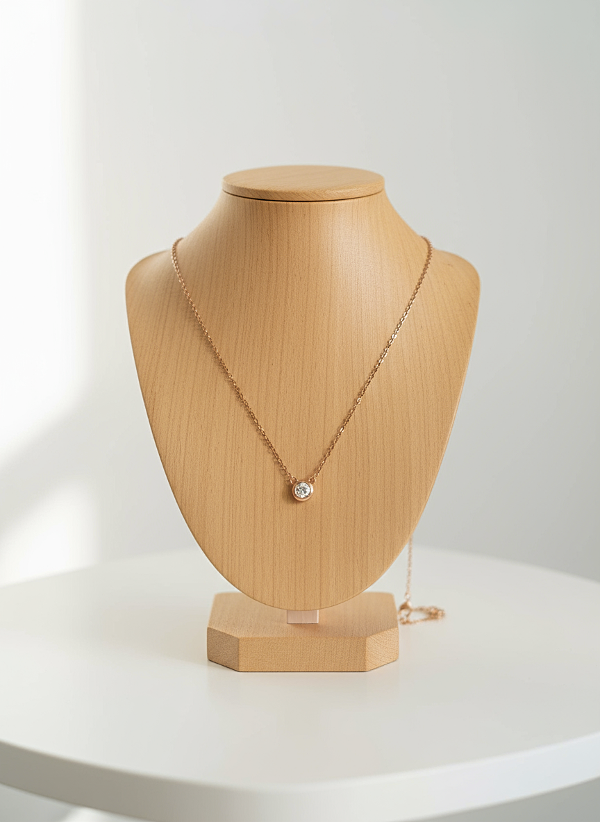 Solitaire Rose Gold Sterling Silver Necklace