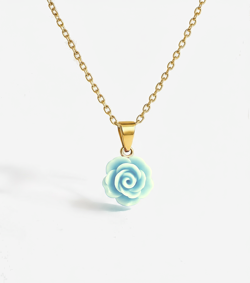 Small Light Blue Flower Pendant Necklace
