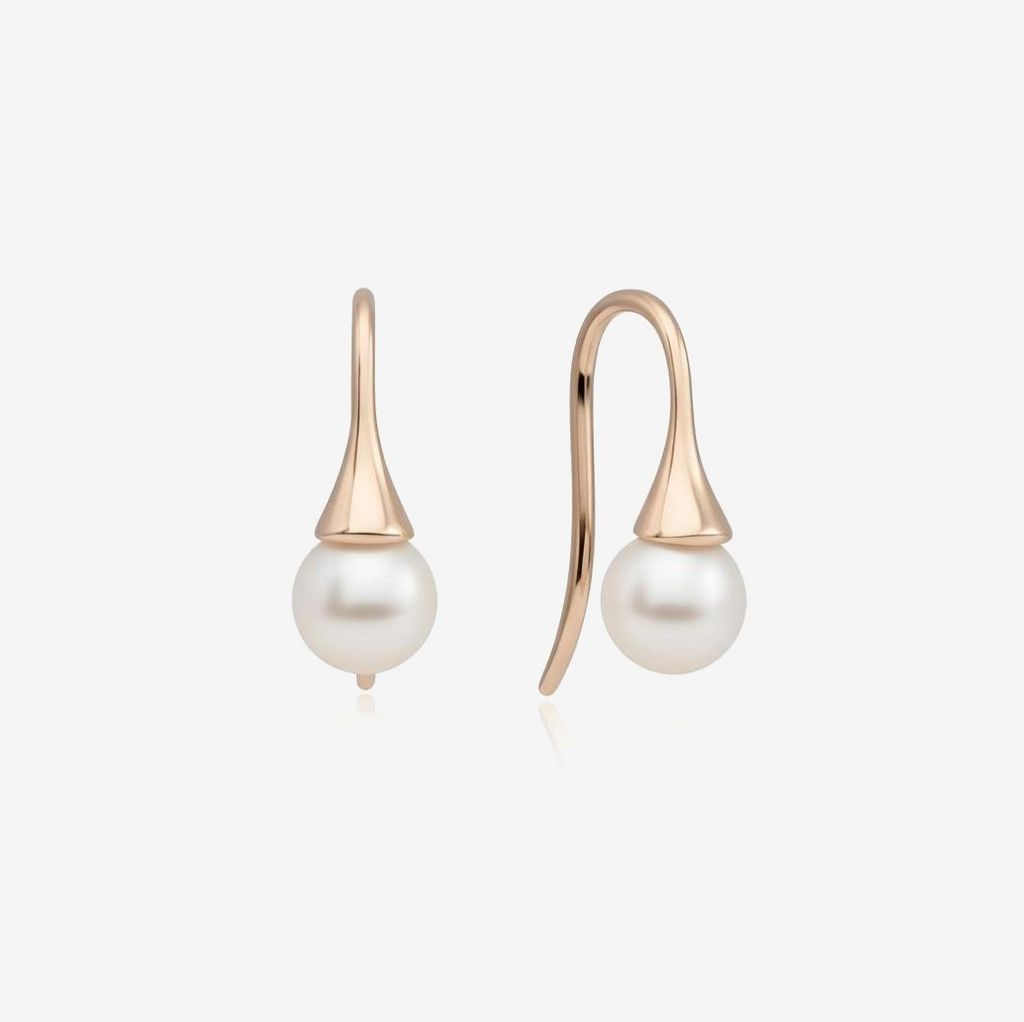 Classic Pearl Rose Gold Sterling Silver Drop Earrings