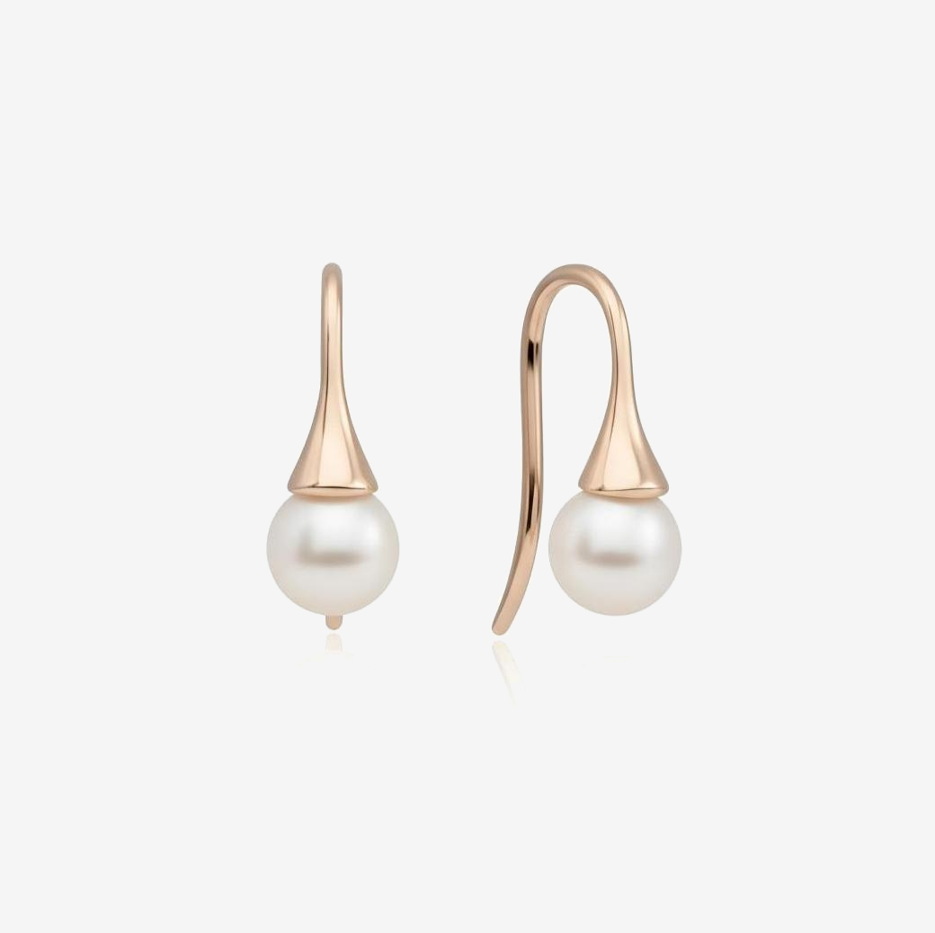 Classic Pearl Rose Gold Sterling Silver Drop Earrings