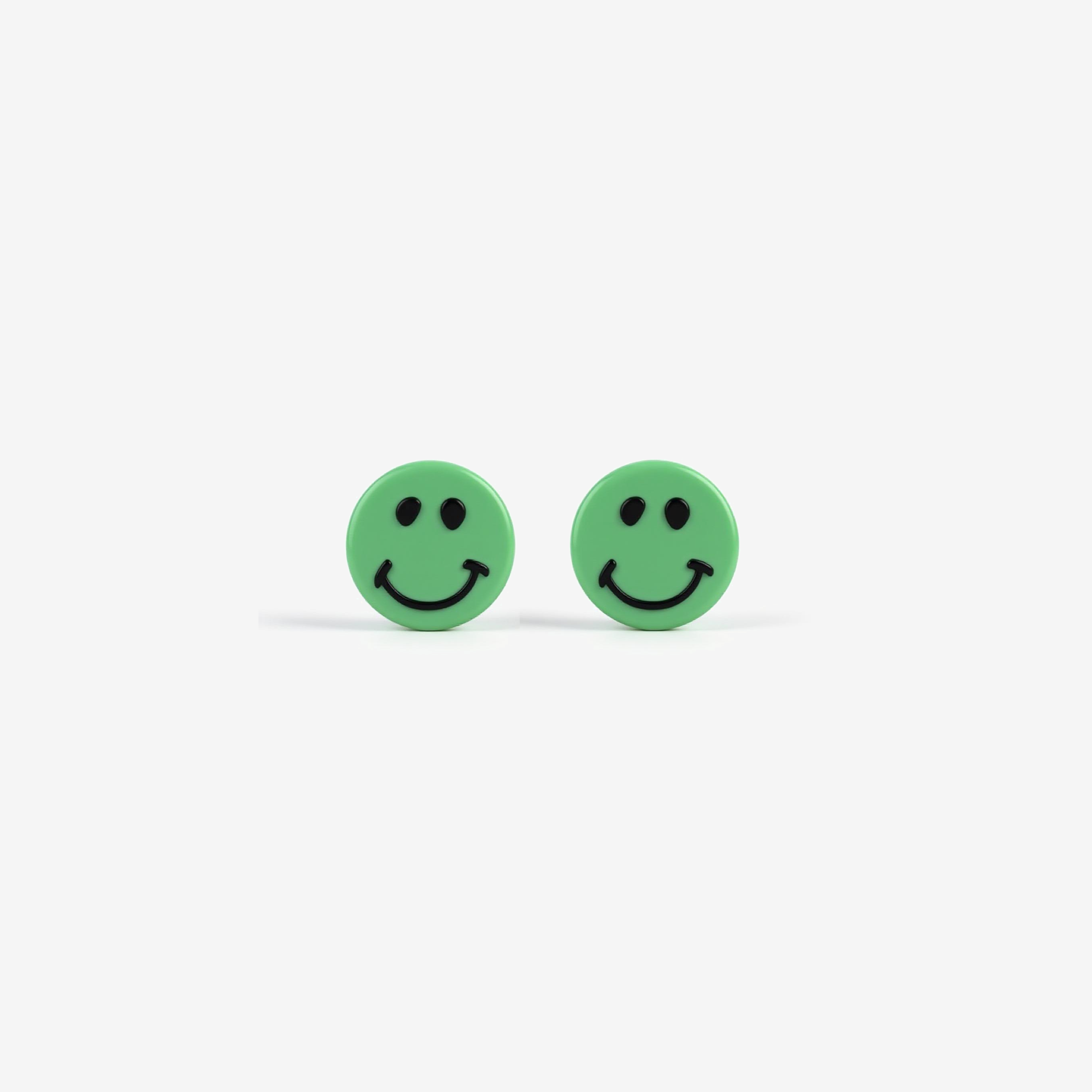 Green Smiley Stud Earrings