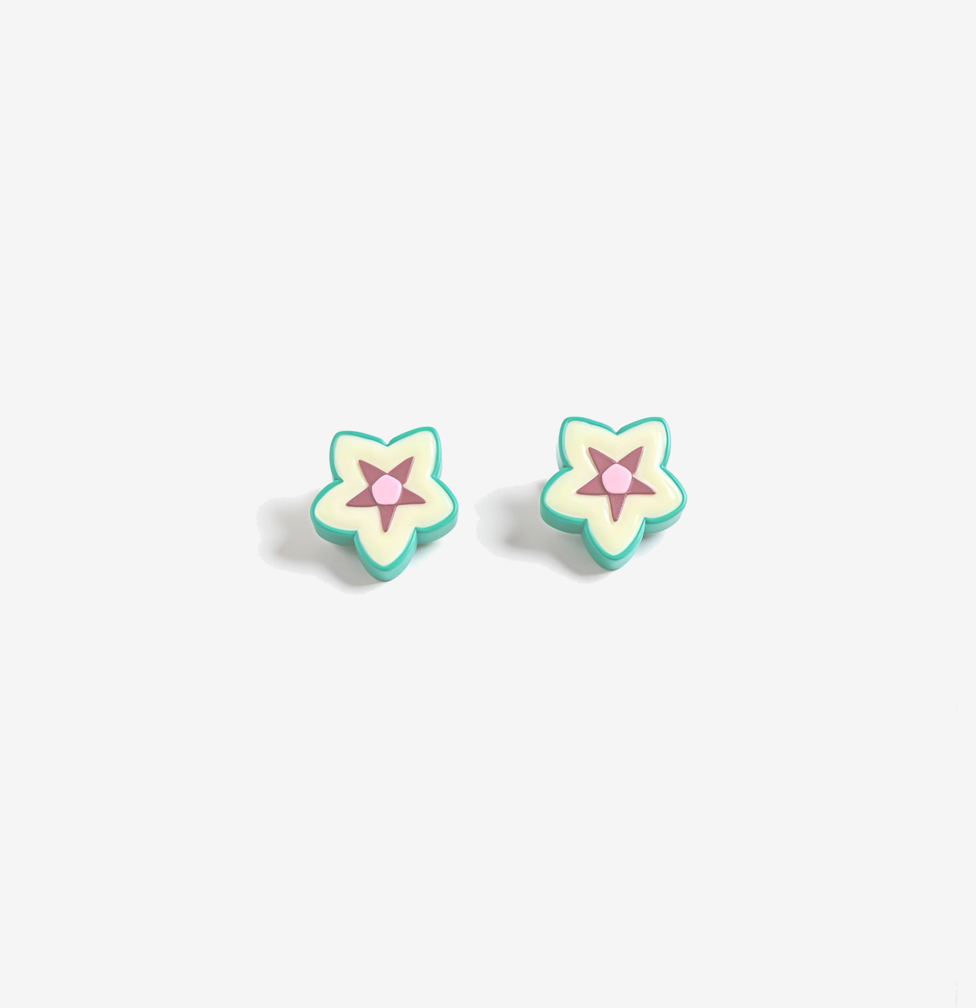 Green Star Flower Stud Earrings