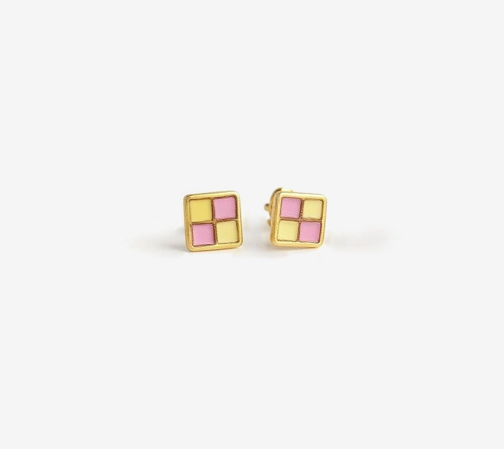 Mini Yellow Cube Stud Earrings