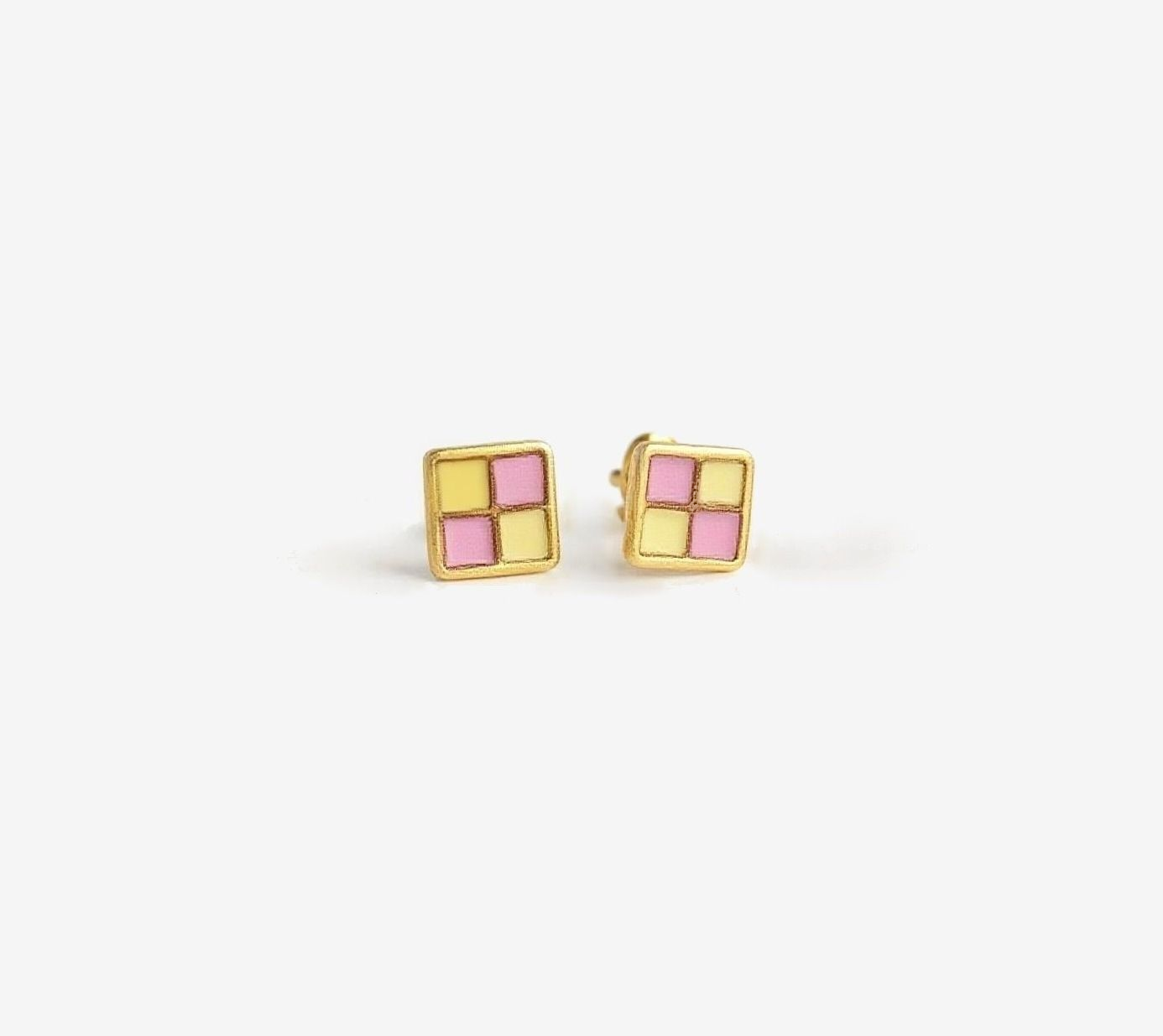Mini Yellow Cube Stud Earrings