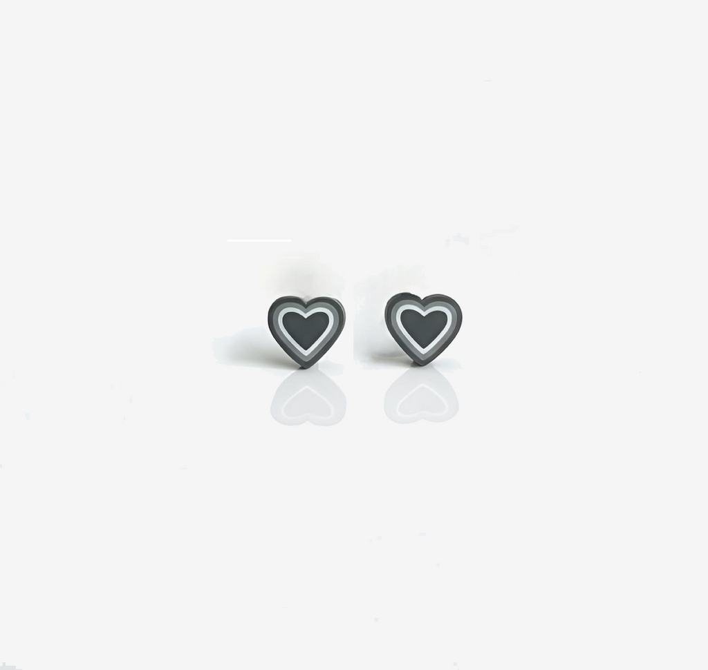 Radian Black Hearts Stud Earrings