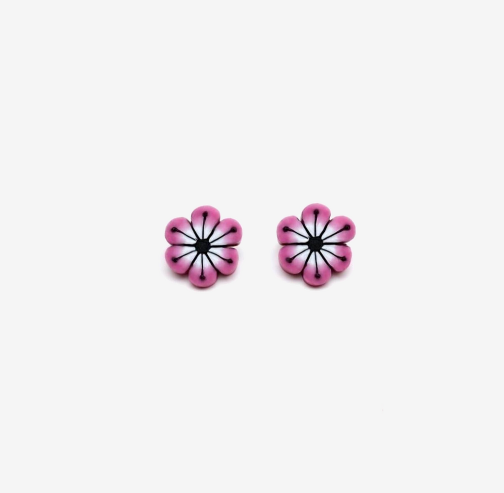Purple Gardenia Flower Stud Earrings