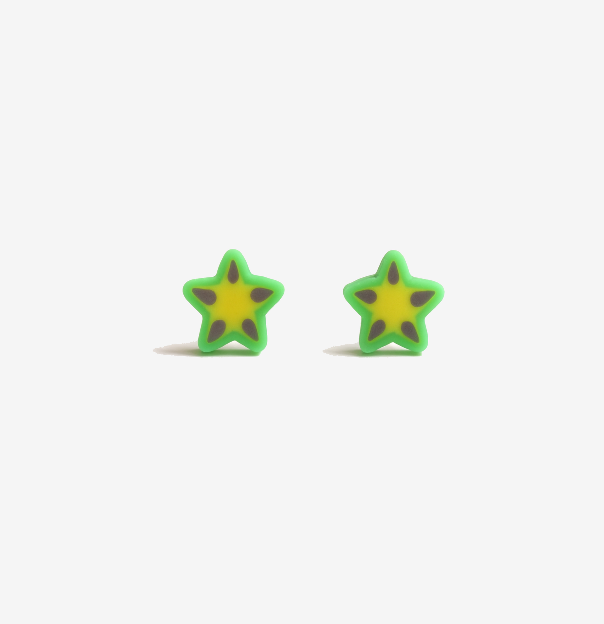 Green Star Lemon Stud Earrings