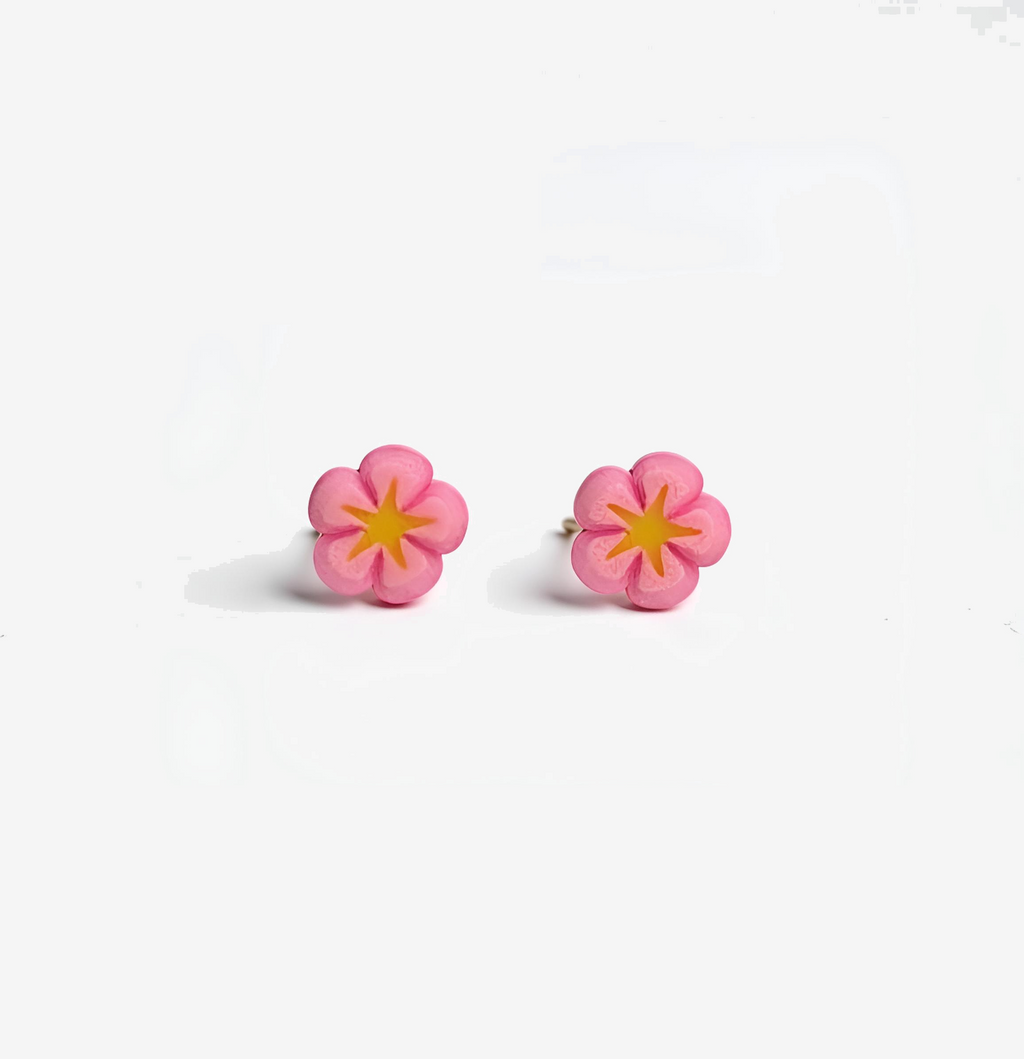 Pink Flower Stud Earrings
