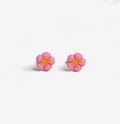 Dainty Pink Flower Stud Earrings