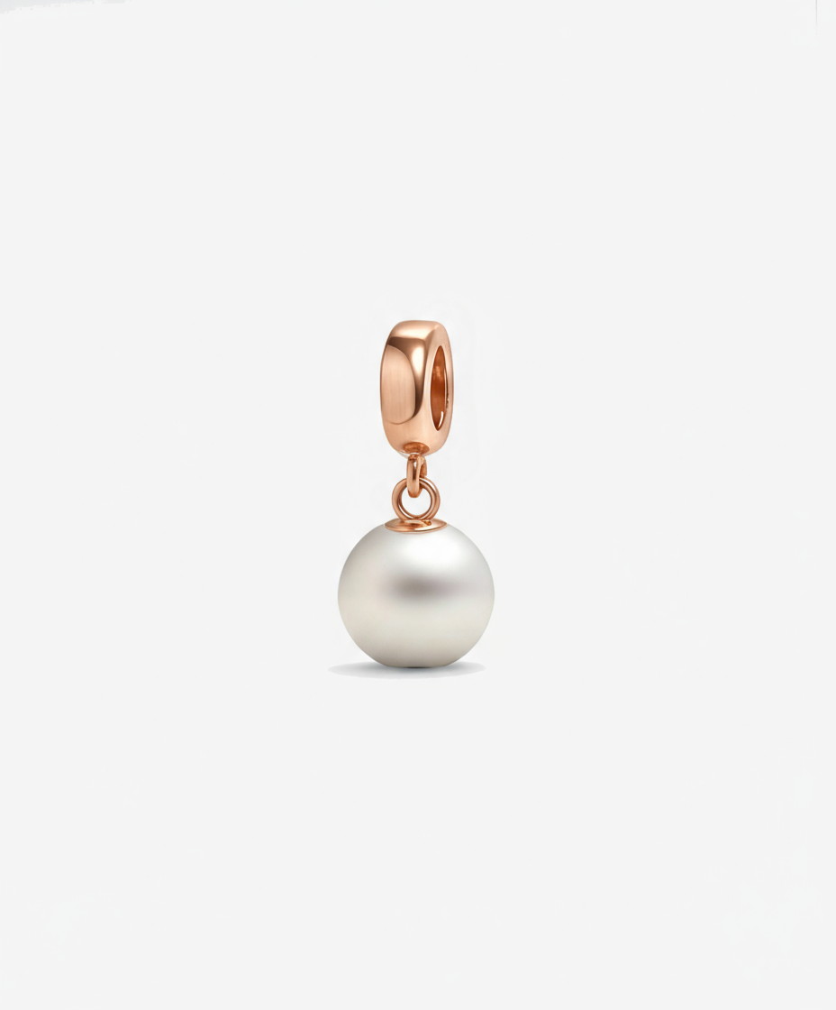 Natural Seashell Pearl Bracelet Charm in Rose Gold