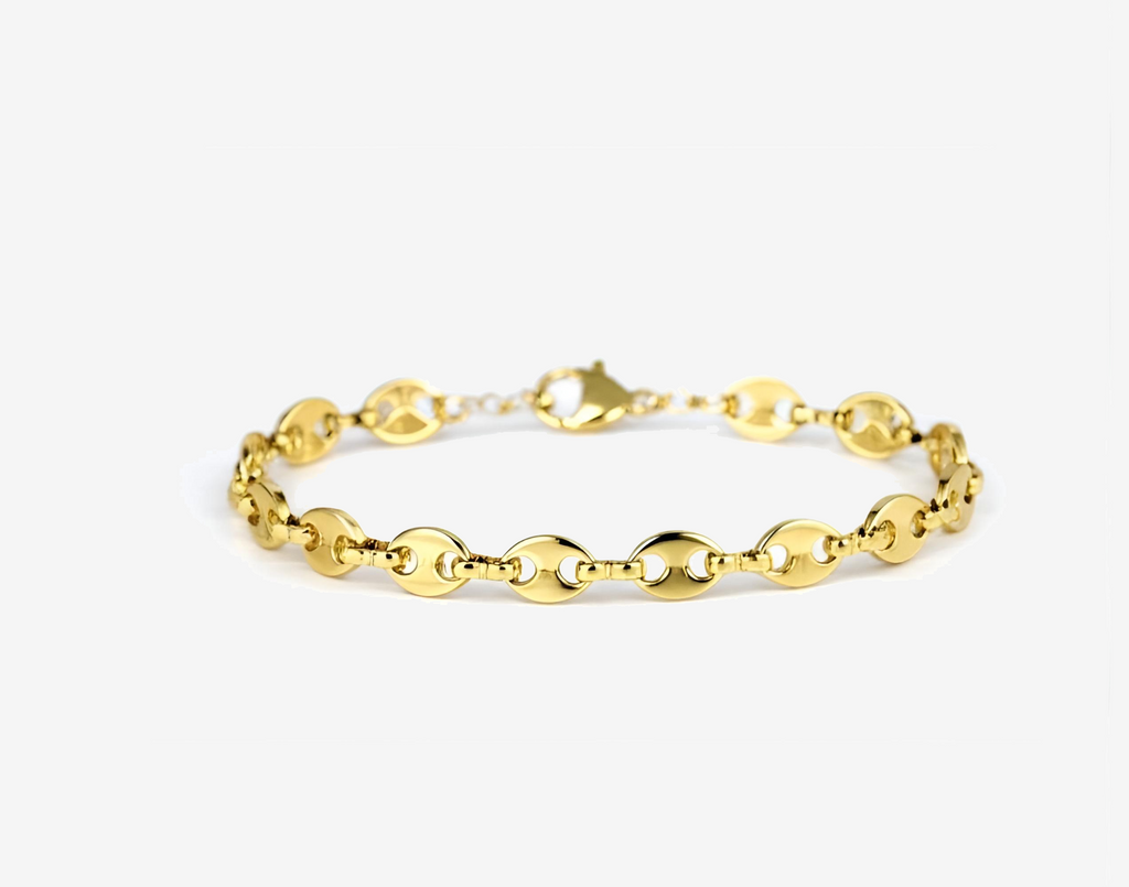 Coffee Bean Gold Plated Stainless Steel Bracelet
