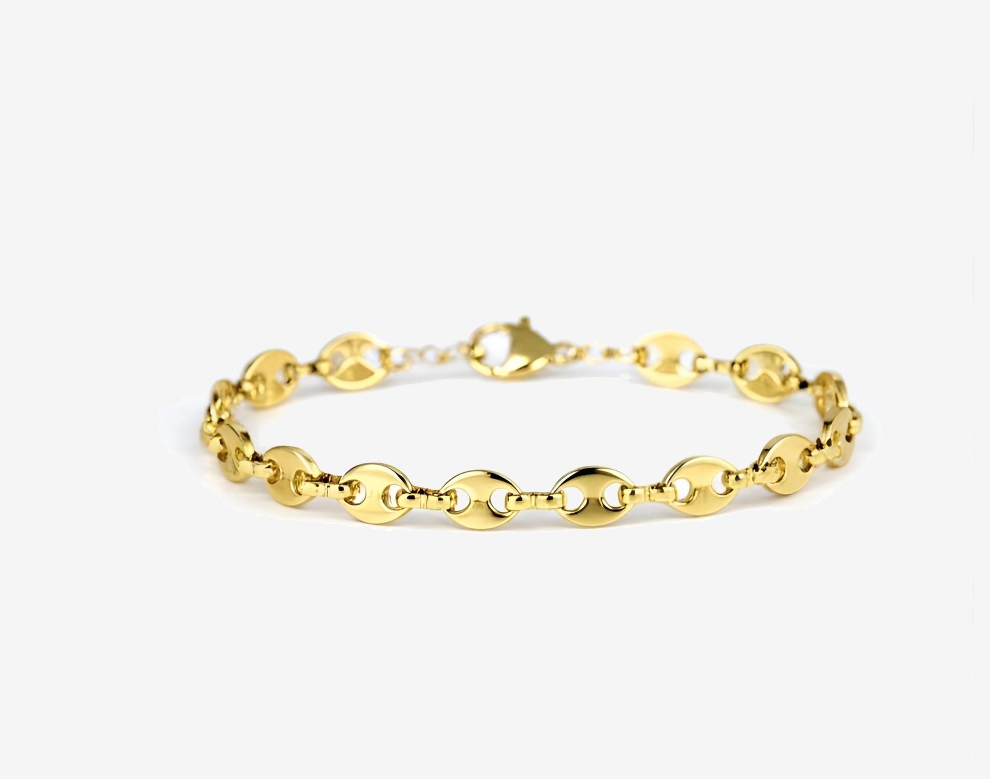 Coffee Bean Gold Plated Stainless Steel Bracelet