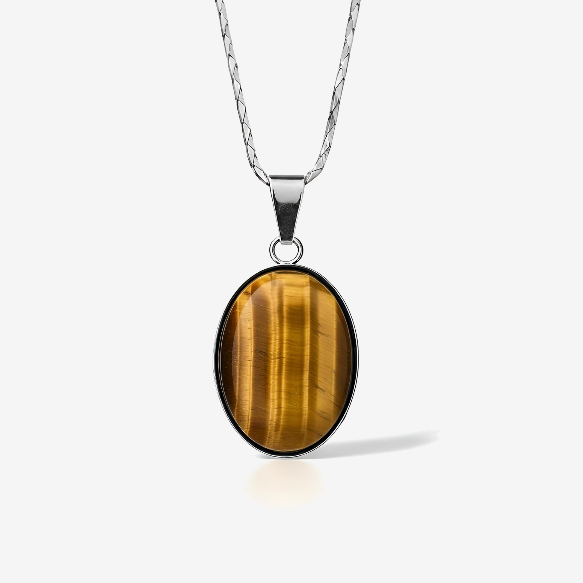 Tiger Eye Stainless Steel Pendant Necklace