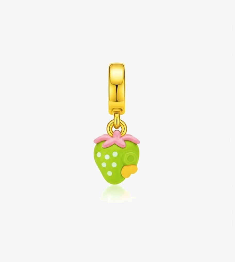 Green Strawberry Bracelet Charm in Green
