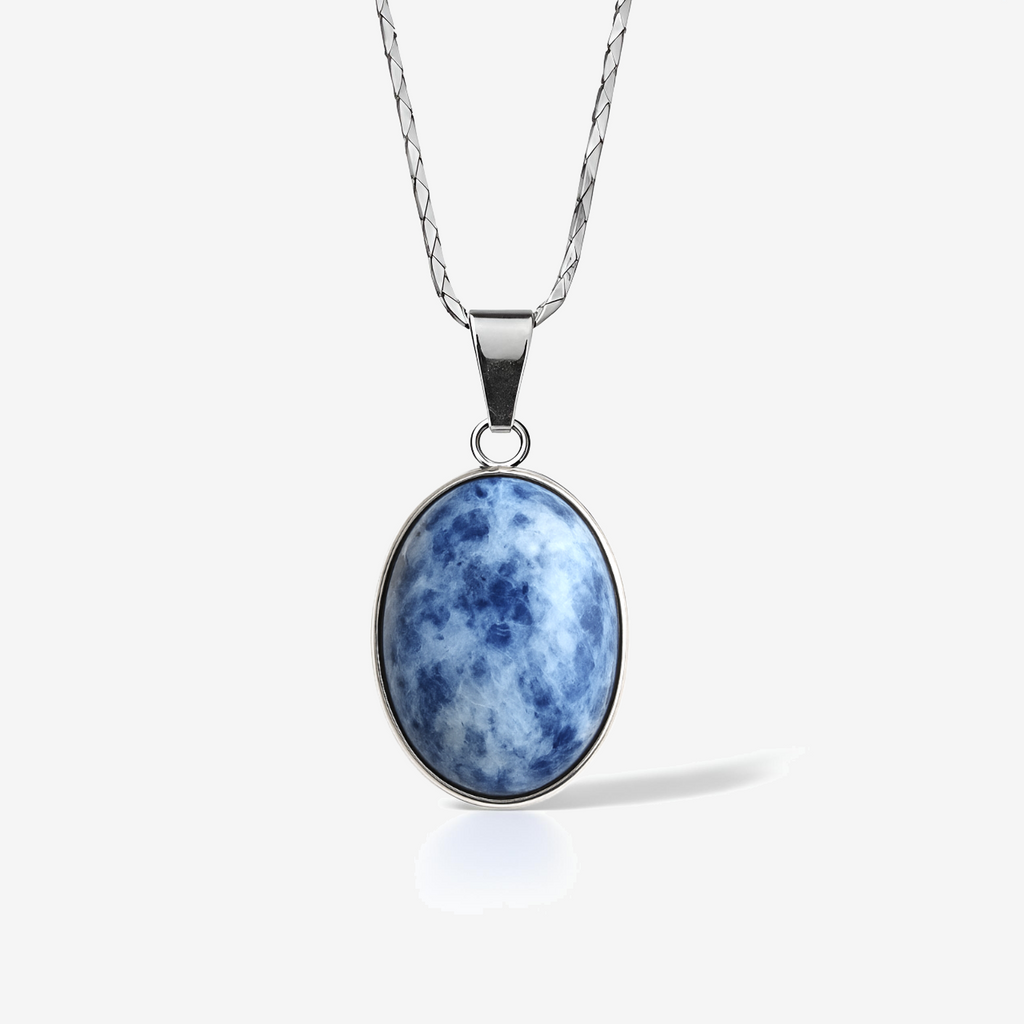 Blue Spot Jasper Stainless Steel Pendant Necklace