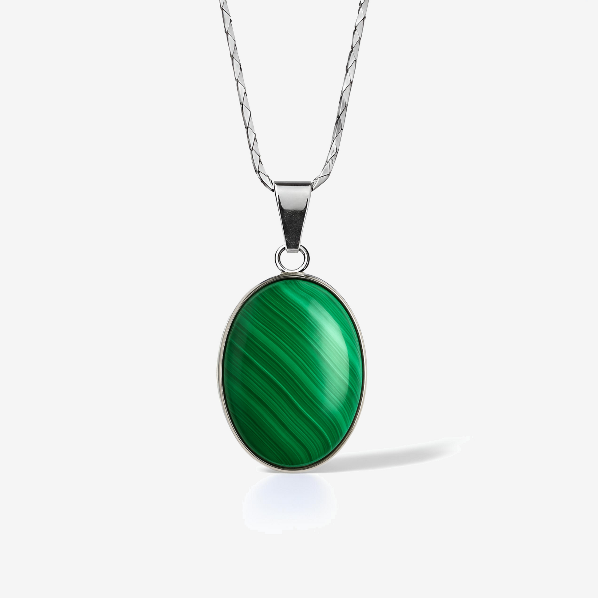 Malachite Stainless Steel Pendant Necklace