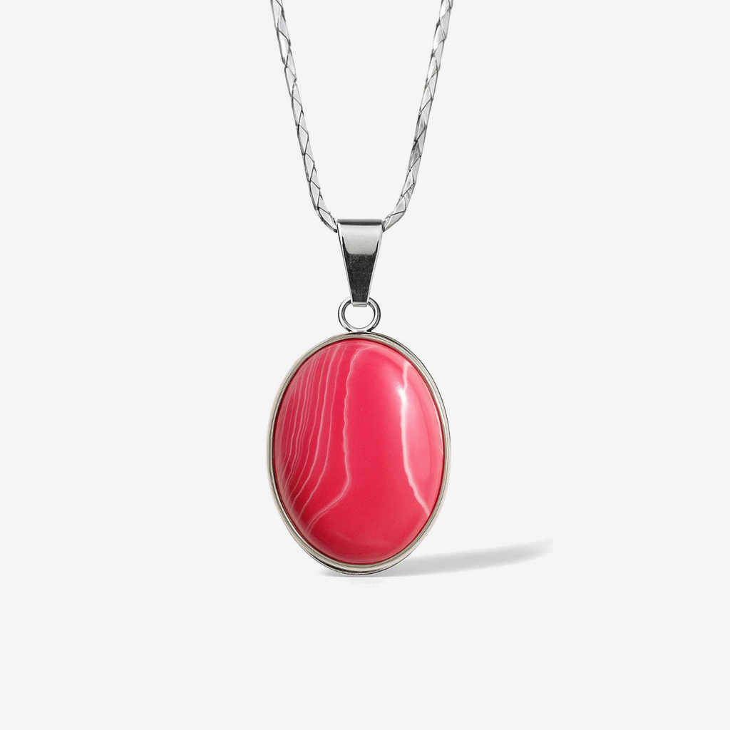 Red Stone Stainless Steel Pendant Necklace